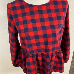 Red and blue Flannel  blouse